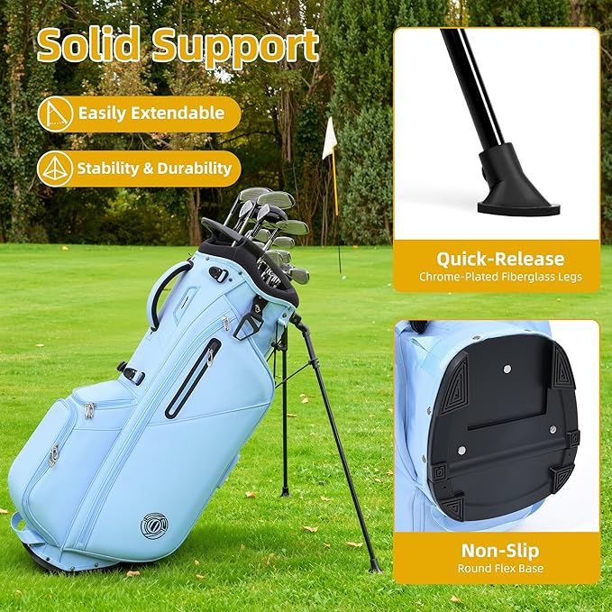 Golf Stand Bag 14 Way, Lightweight Golf Bags for Men Women with Stand, Padded Ergonomic Double Strap, Full Length Dividers, Multiple Pockets, Rain Hood