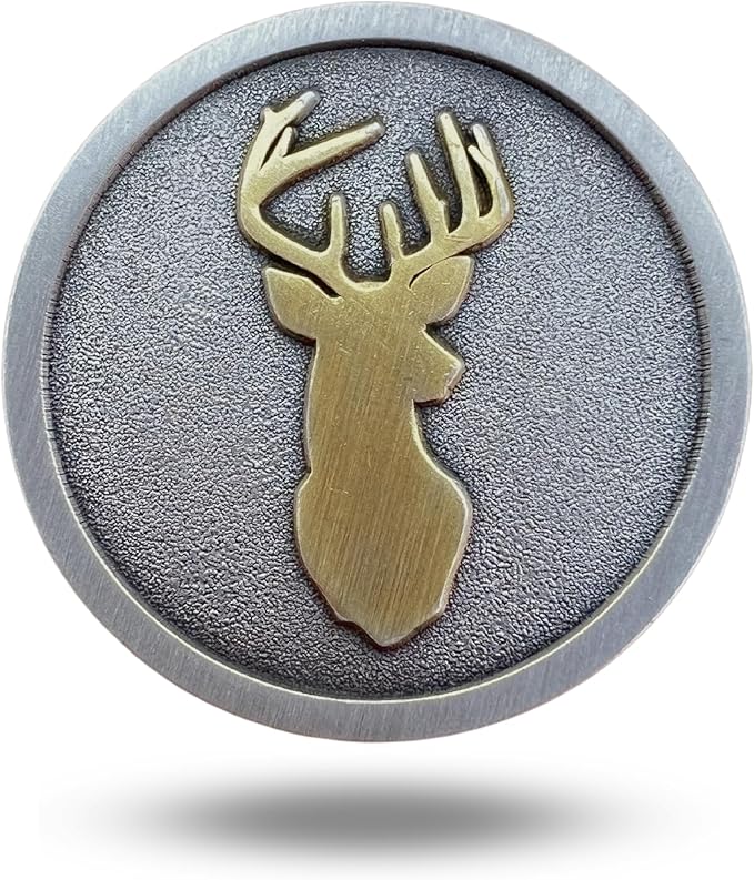 Full Metal Markers Trophy Buck Deer Unique Magnetic Metal Golf Ball Marker Accessory with Hat Clip for Men and Women