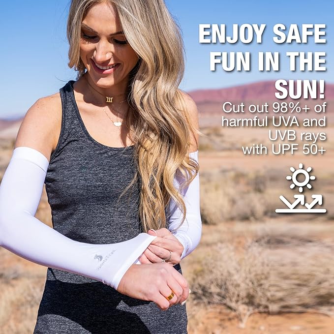 SportsTrail Cooling Arm Sleeves for Men & Women – White and Pink bundle