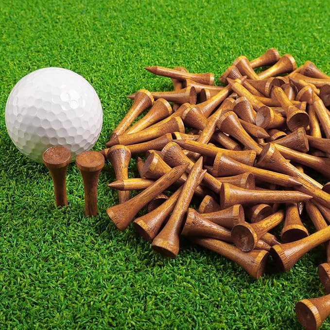 FINGER TEN Golf Tees Wood for Men Wooden Tee 1 1/2 2 3/4 3 1/4 Inch Western Birch Value 100 Pack, Reduce Friction Spin Tall Sturdy Base for Stability Long-Lasting Durability