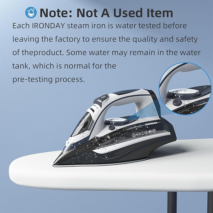 Steam Iron for Clothes 20s Fast Heat-up,1700W Iron with 14.07oz Large Water Tank,Non-Stick Ceramic Soleplate, Anti-Drip, Auto-Off, Burst Steam, Self-Cleaning, Ironing Clothes for Home, Grey