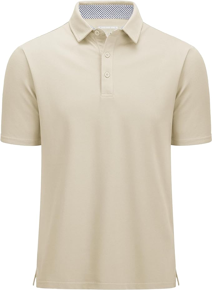 MAGCOMSEN Men's Polo Shirts Short Sleeve Cotton Pique 3 Button Classic Fit Casual T-Shirt Performance Golf Shirts
