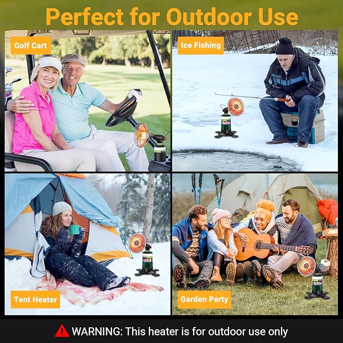 Golf Cart Heater,9,200BTU Portable Propane Camping Heater,2-in-1,with Cup Holder&Foldable Propane Cylinder Stand for EZGO Yamaha Club Car,Camping,Tents,Hunting,Ice Fishing(Fuel Cylinder not included)