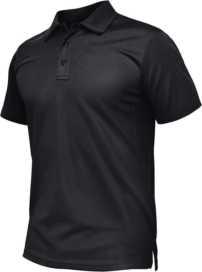 TACVASEN Mens Polo Shirt Short Sleeve Tactical Performance Collared Work Golf Shirts Dry Fit Pique Polos for Summer