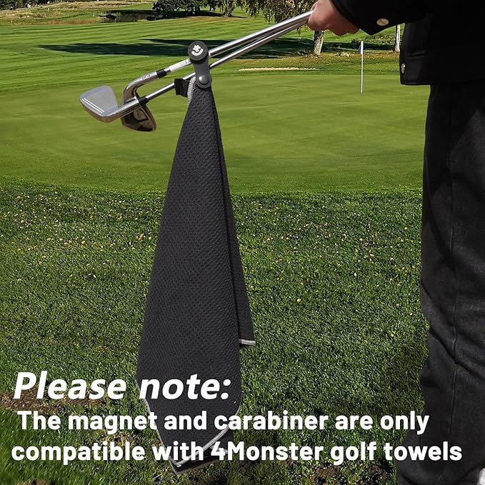 4Monster Golf Towels 3-Pack with Detachable Magnet and Portable Pouch, Quick-Dry Microfiber Golf Towel Set for Golf Bags,Custom Towel Gifts for Men or Women (3, Magnet Accessories)