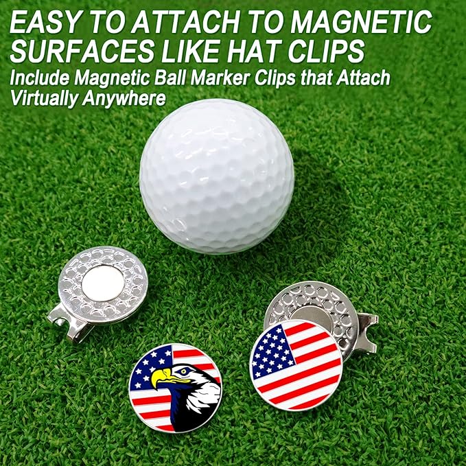 FINGER TEN Golf Ball Marker with Hat Clip Markers Assorted Patterns Value Gift Set Mark Golf Divot Tool Accessories for Men Women Kids