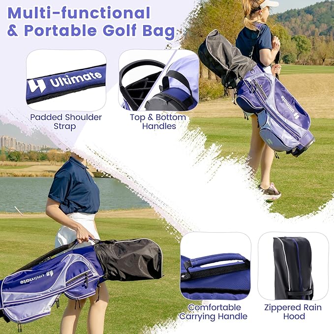 ULTIMATE Women's Complete Golf Club Set, 9/11pcs Right Handed Ladies Golf Clubs Set w/ 460cc Alloy Driver, #3 Fairway Wood, Hybrid, #6/#7/#8/#9/#P Irons & Putter