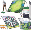 Golf Chipping Game with Hitting Mat, 70"x70" Double-Sided Mat with Classic Darts Game, Portable Outdoor/Indoor Practice Set for Adults, Comprehensive Accessories for Junior Golfer