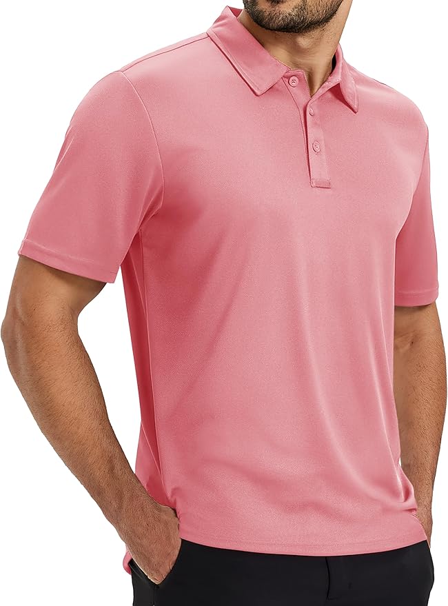 TACVASEN Mens Polo Shirts Short Sleeve Dry Fit Performance Breathable Golf Shirt with Collar Tennis Casual Business Work