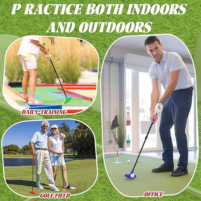 21 Pcs Adjustable Golf Putters Set 6 Two Way Mini Golf Putter for Right Left Handed 6 Colored Practice Balls 9 Pcs Plastic Hole Training Aid for Men Women Indoor Outdoor Backyard