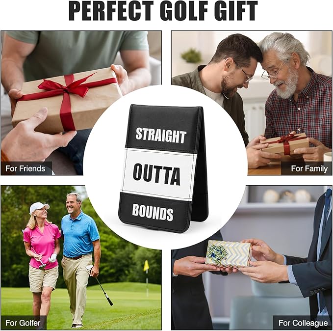 Leather Golf Scorecard Holder - Golf Scorecard & Yardage Book Holder Cover Universal Fit for Scorecard, Golf Accessories Fit for Most Back Pocket Golf Gifts