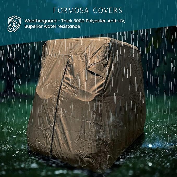Formosa Covers Heavy Duty Golf Cart Cover 4 Passenger Extended Roof Premium Golf Cart Accessories All Weather fits 80" Roof EZGO, Club Car, Evolution, Yamaha G Models, GEM e2 (Grey, Taupe, or Green)