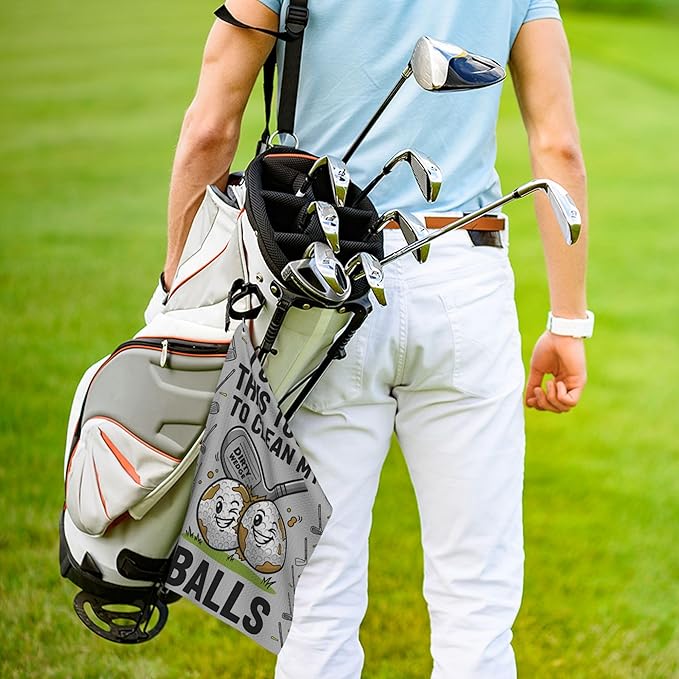 Funny Golf Towel with Carabiner Clip 24"x16" Cute Fun Grey Golf Towels for Golf Bags Microfiber Waffle Golfs Rag for Disc Balls Clubs Golfs Accessories for Men Women Dad Husband