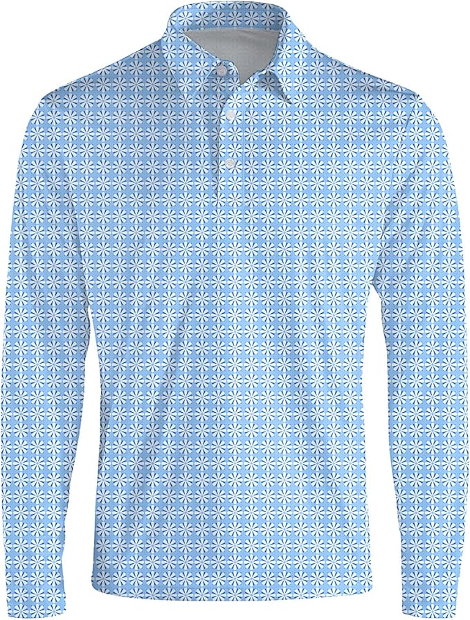 Men's Long Sleeve Golf Shirt Quick Dry 3 Button Work Fishing Outdoor Casual Collar Shirt