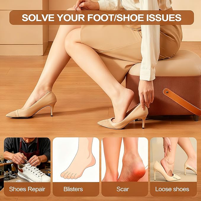 6 Pairs Heel Pads Cushion Inserts for Loose Shoes, Heel Grips & Liners for Men Women – Protectors Against Blisters, Heel Pain, Slipping & Friction(Beige)