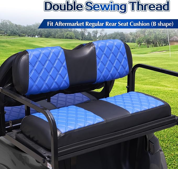 NOKINS 4PCS Golf Cart Diamond Seat Covers Kit,Front and Rear Seat Covers Fits for EZGO/Club Car/Yamaha Original Regular Seat Cushion, No Stapler