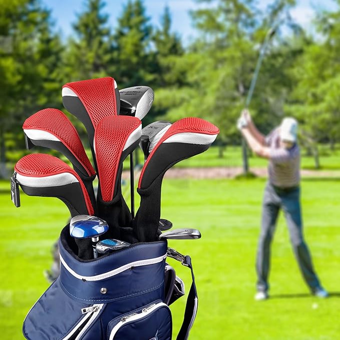 Andux 3pcs/Set Golf 460cc Driver Wood Club Head Covers Long Neck with No. Tags