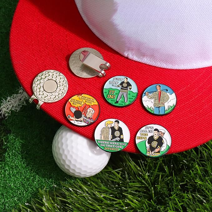 Magnetic Golf Ball Marker Clips, Funny Golf Ball Markers with Magnetic Clip, Enamel Golf Ball Markers Hat Clip Magnet for Men Women Golfer Gifts