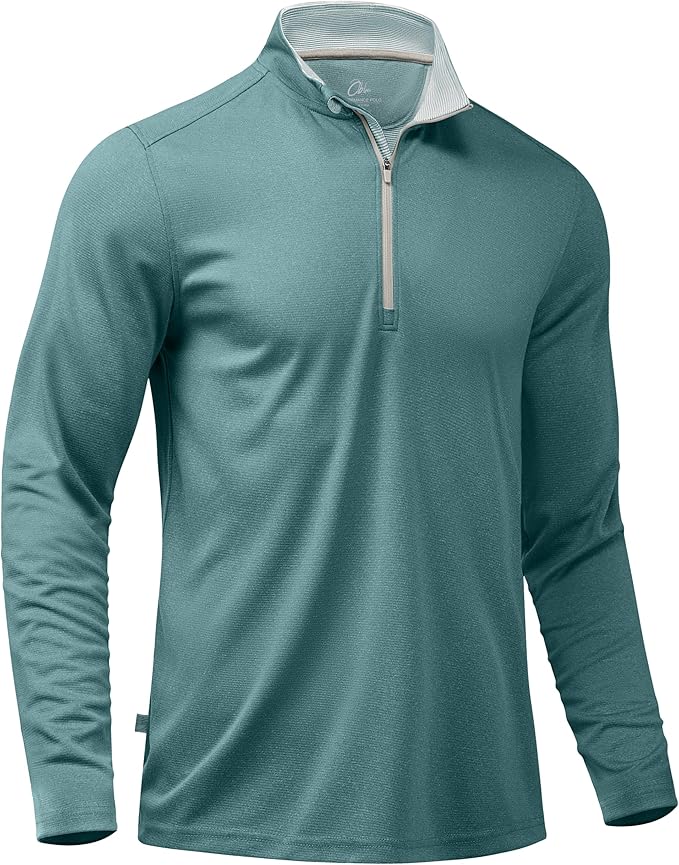 Obla Golf Quarter Zip Pullover for Men Mock Neck Sweatshirt Lightweight Sun Protection Men's Long Sleeve Golf Shirt