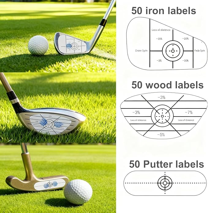150 PCS Golf Impact Tape - Sweet Spot Stickers for Club Face - Accurate Swing Impact Labels for Irons, Woods & Putters - Instant Feedback Practice Aid, Easy to Remove & No Residue