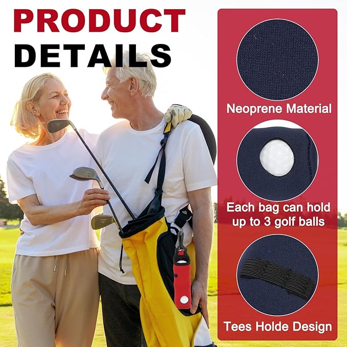 uxcell Golf Ball Carry Bag, Waist-Mounted Storage Bag Neoprene Golf Tee Holder Pouch with Lightweight Hook for Men and Women
