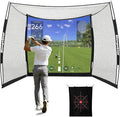 MangoStar Golf Net, 11x8ft Golf Simulators Hitting Net with High-Density Impact Screen and Target Cloth, Heavy Duty Practice Cage for Swing Driving, Home Backyard Garage Indoor Outdoor Use