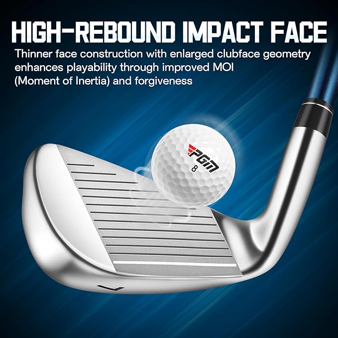 PGM 18 Pieces Men’s Golf Club Set 12pcs Clubs – Titanium #1 Driver, Draw-Biased Hybrid, High-Strength Irons, Forgiving Putter, Stand Bag with 5 Head Covers