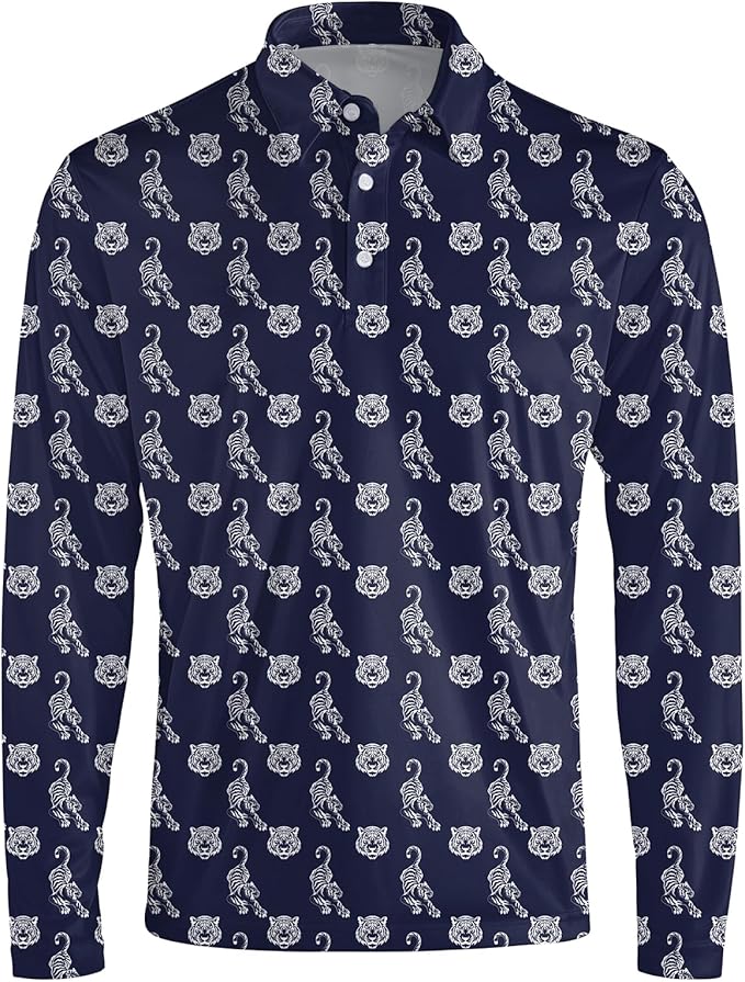 Men's Long Sleeve Golf Shirt Quick Dry 3 Button Work Fishing Outdoor Casual Collar Shirt
