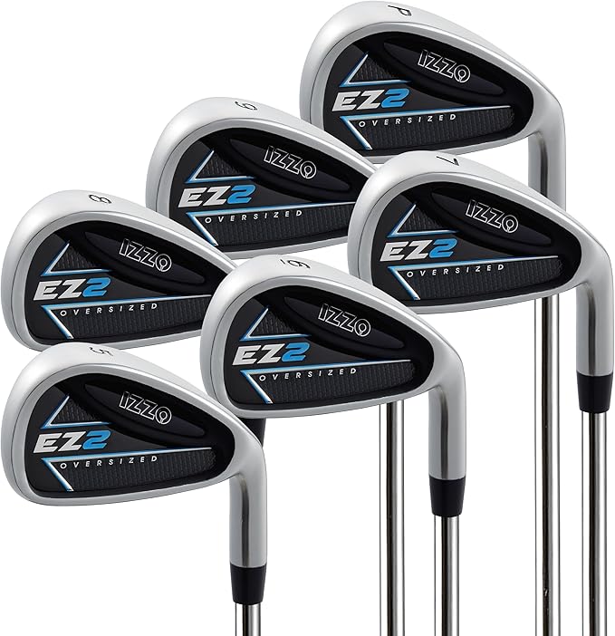 Izzo Golf EZ2 14 Piece Mens Right Hand Golf Club Set with Golf Bag - 14 Piece Complete Golf Club Set for Right Handed Golfers, Comes with Golf Bag