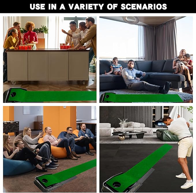 Golf Putting Mat Indoor - 86.61x11.81in Golf Practice Mat with Ball Return, Portable Indoor Putting Green for Home Office Backyard, Perfect for Beginners