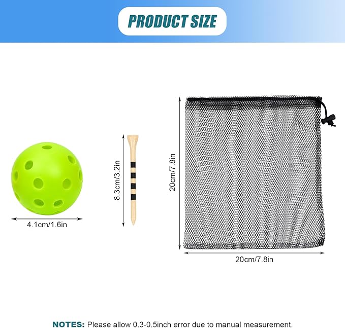 Plastic Golf Balls Practice Limited Flight Golf Training Ball Hollow Swing Practice Indoor Golf Balls with Mesh Drawstring Bag for Backyard Driving Range or Outdoor