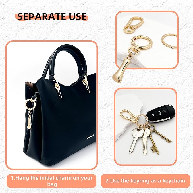 Gold Bubble Heart, Cherry, Bow & More Designs Letter Initial Keychain Bag Charms – Cute Purse Charms for Handbags