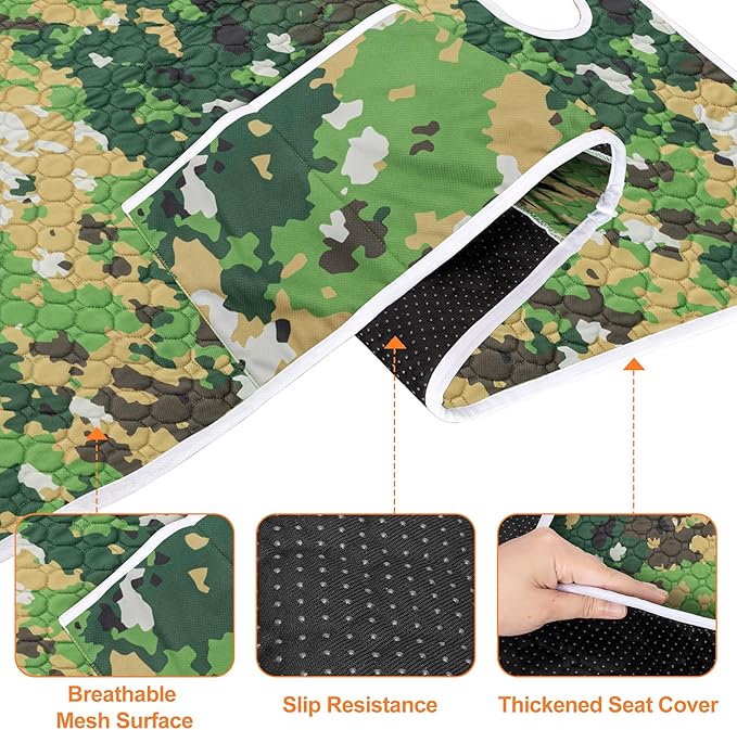 Golf Cart Seat Covers, Universal Golf Cart Seat Towel Blanket with 4 Front Pockets & Nonskid Bottom Fits for EZGO, Yamaha, Club Car and More 2 Person Seats Golf Carts