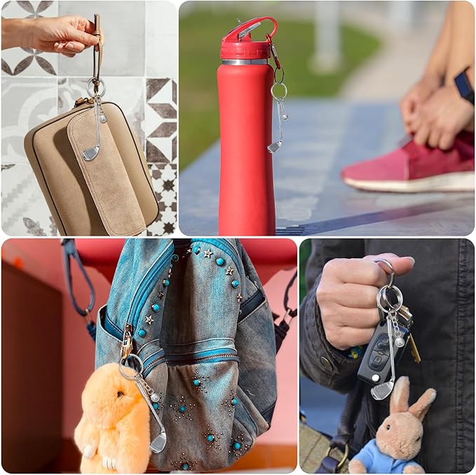 2 PCS Mini Cute Golf Keychain, Golf Club Keychain Golfs Gifts Keychains Golfers Mini Alloy Golfs Keychains Golfracket Ball Pendant Key Chain, Golfball with Key Chain Golfball Keyring Christmas Gifts