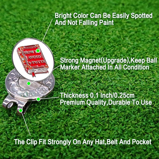 FINGER TEN Golf Ball Marker with Hat Clip Markers Assorted Patterns Value Gift Set Mark Golf Divot Tool Accessories for Men Women Kids