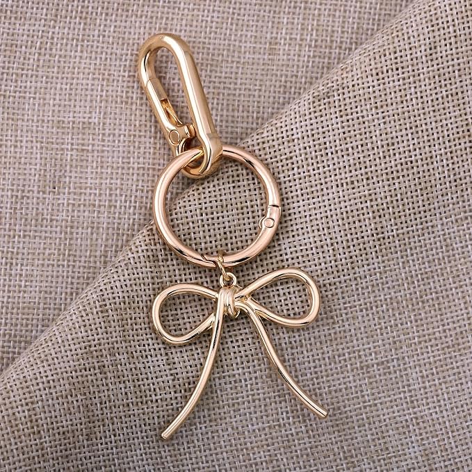 Sparkly Bow Bag Charm Keychain - Rhinestone Bow Key Chain for Women - Cute Purse Handbag Charms Accessories