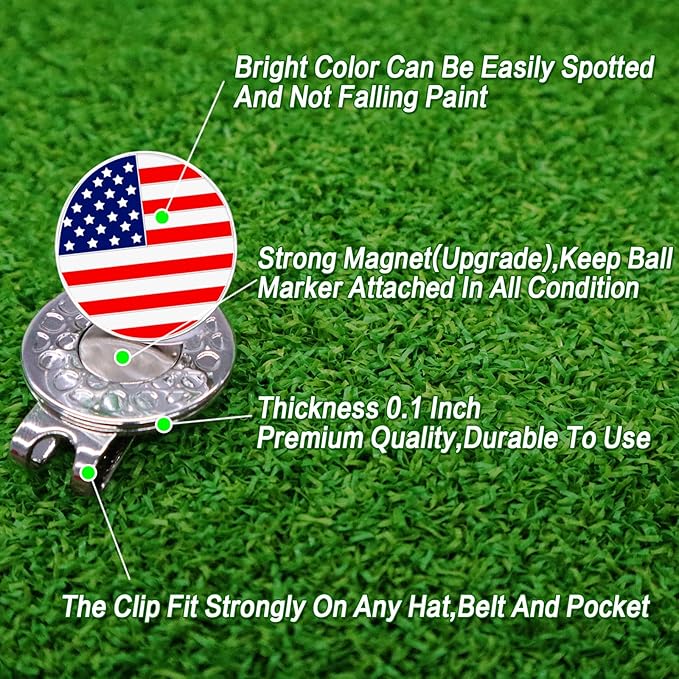 FINGER TEN Golf Ball Marker with Hat Clip Markers Assorted Patterns Value Gift Set Mark Golf Divot Tool Accessories for Men Women Kids