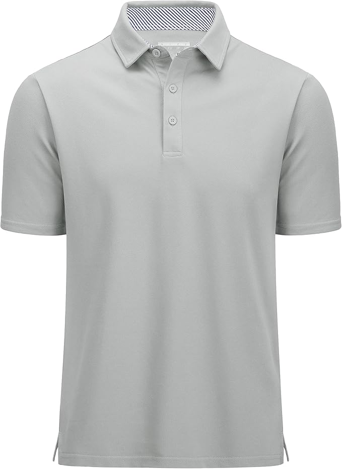 MAGCOMSEN Men's Polo Shirts Short Sleeve Cotton Pique 3 Button Classic Fit Casual T-Shirt Performance Golf Shirts
