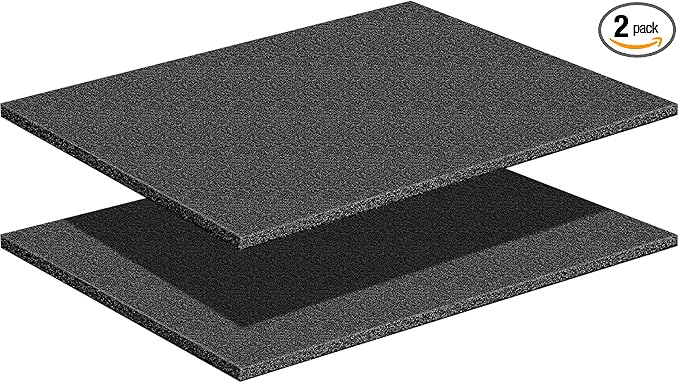 Treela 2 Pcs Customizable Polyethylene Foam Sheets 16x12x0.5" Black Thick Cuttable Foam Padding Inserts for Cases, Polyethylene Block Sheets for Packing Toolbox Storage and Craft Pad