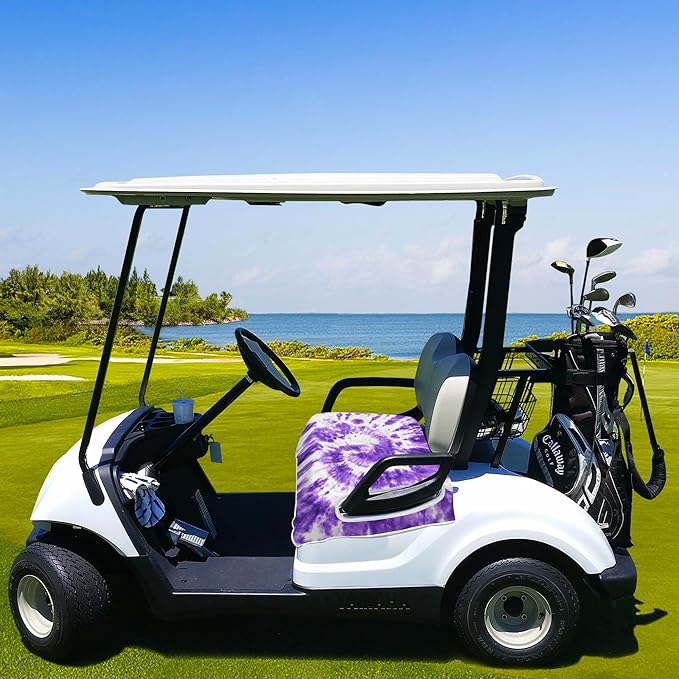 YOKYHOM Golf Cart Seat Covers, Tie-dye Purple Golf Cart Front Seat Towel/Blanket Fit for EZGO/Yamaha/Club Car and More Golf Carts, 100% Microfiber, Keeps Your Seat Cool and Clean, 51''x 31''
