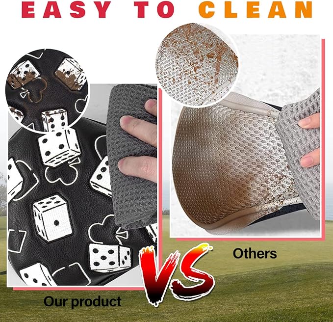 Golf Club Covers Lucky 777 Blade Putter Headcover Golf Driver Covers Fairway Wood Headcover Hybrid Head Cover Blade Putter Cover Leather 3 Wood Headcovers Golf Headcovers for All Brand