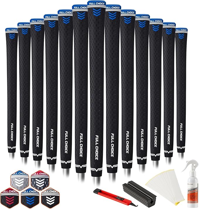 Rubber Golf Grips 13 Pack, Concise Fashion Design, Non-slip, Choose from 13 Grips Set or 13 Grips with Regripping Kit, Standard/Mid/Jumbo Size, 5 Colors Available, RG02 Golf Club Grips