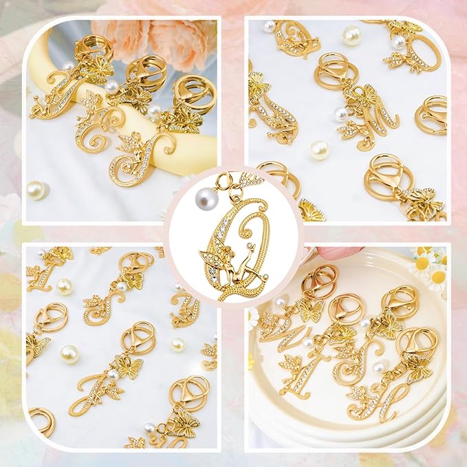 Initial Keychain Bag Charm Women Purse Charms for Handbags Accessories Charm for Wallet Butterfly Pendant for Girls