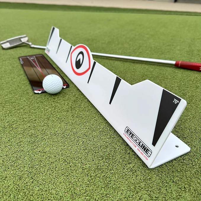 EyeLine Golf Quick Look Mirror and 70 Degree Edge Putting Rail – Compact Golf Training Aid for Putting Stroke with Slight Arc – Use on Indoor Greens or Outdoors