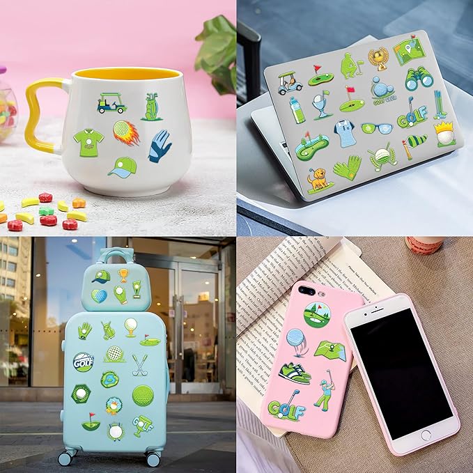 96 PCS Golf Sport Pre-Cut Temporary Tattoos | Super Cute Themed Birthday Party Favors, Supplies, Decorations, Green Sport Fake Tattoo Stickers (Multiple)