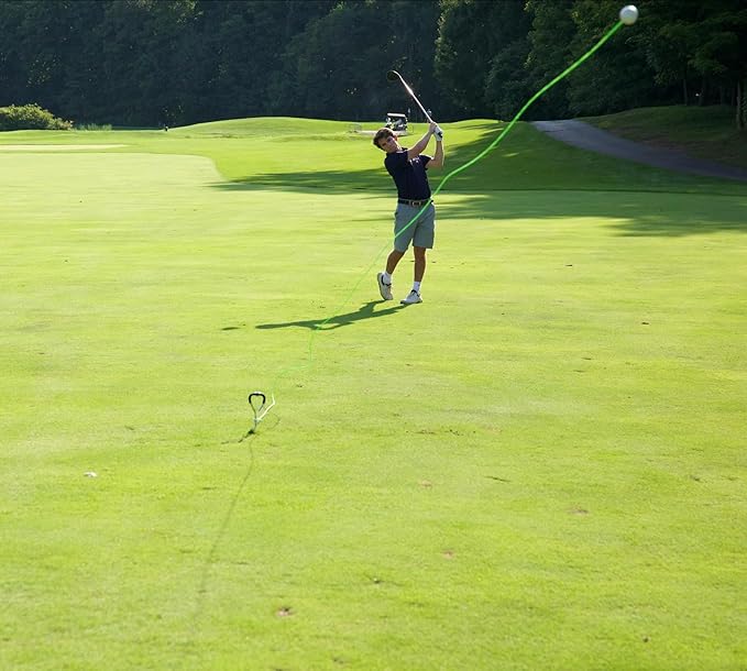 Swing Away! Golf Training Tool for Drivers & Irons - Practice Your Golf Swing in The Backyard with A Real Golf Ball & Experience 50 Feet of Ball Flight Feedback