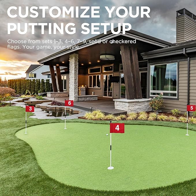 KINGTOP Golf Flagstick Mini, Putting Green Flag for Yard, All 3 Feet, Double-Sided Numbered Golf Flags, Golf Pin Flag Hole Cup Set, Portable 2-Section Design, Gifts Idea