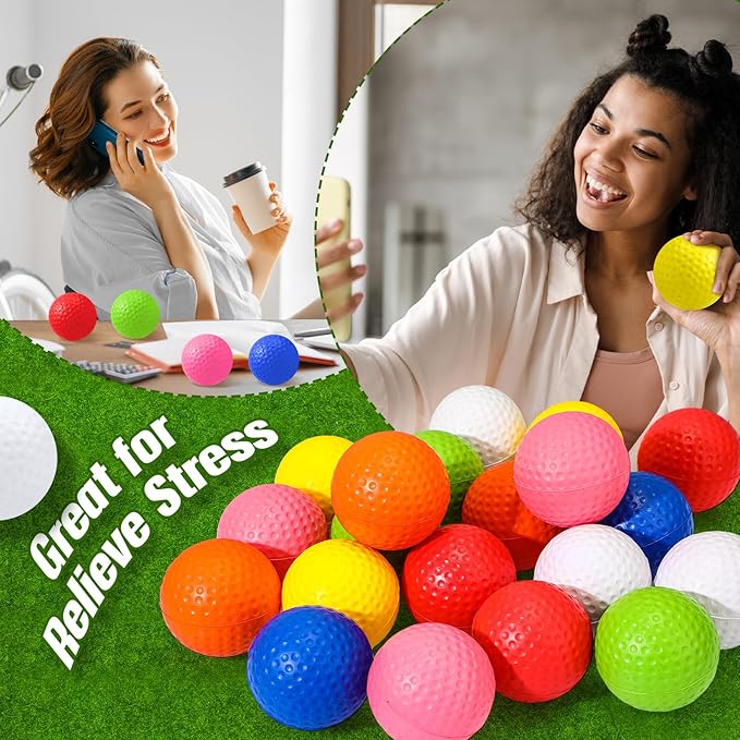 Libima 20 Pcs Mini Golf Stress Ball Bulk 2.5 Inch Foam Practice Balls Stress Relief Sports Ball with Storage Bag for Golf Birthday Party Favors Carnival Reward Classroom Stocking Stuffers