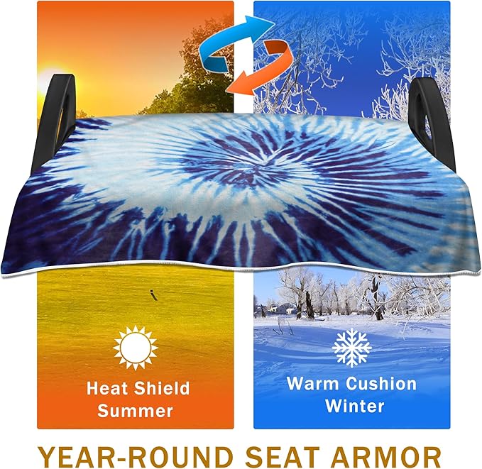 YOKYHOM Summer Golf Cart Seat Covers, Tie-dye Blue Golf Cart Front Seat Towel/Blanket Fit for EZGO/Yamaha/Club Car and More Golf Carts, 100% Microfiber, Keeps Your Seat Cool and Clean, 51''x 31''