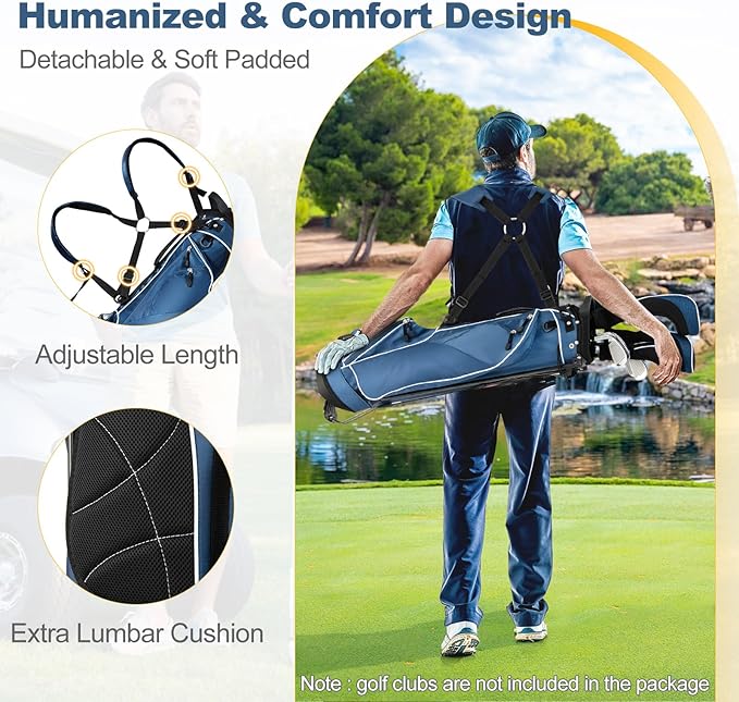 ULTIMATE Golf Stand Bag with 4-Way Top Dividers, Portable Ergonomic Golf Bag with 4 Zippered Pockets, Cooler Bag, Rain Hood and Dual Strap System, 3.5 LBS Lightweight for Men&Women